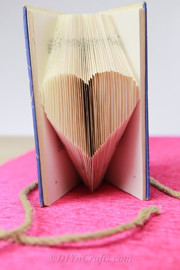 Book pages folded into a heart