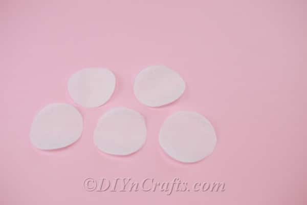 Five circles made from white fabric