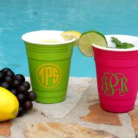 Monogrammed Solo Cups for Bridesmaids, 16 oz Personalized Solo Cups, Solo Cup with Lid, Reusable Cup