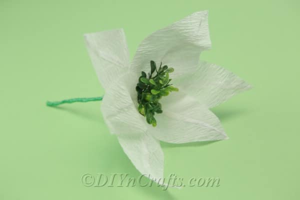 Finished white tissue paper flower