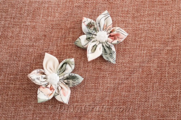 A handmade fabric flower placed on the table.
