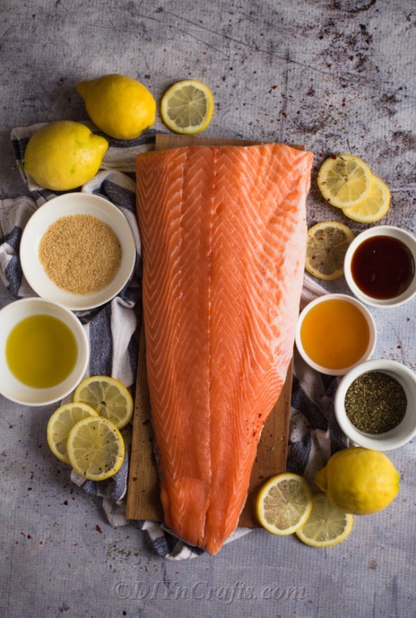 Ingredients needed for honey baked salmon recipe