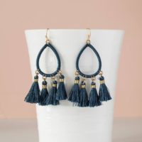 Navy blue tassel earrings