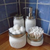 White Ball Mason Jar Rustic Bathroom Vanity Set