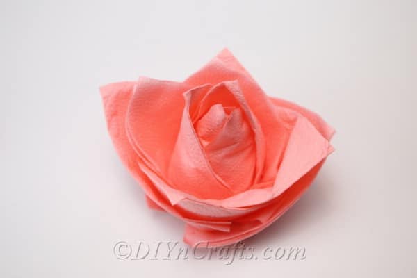 Completed flower napkin from how to fold a napkin tutorial