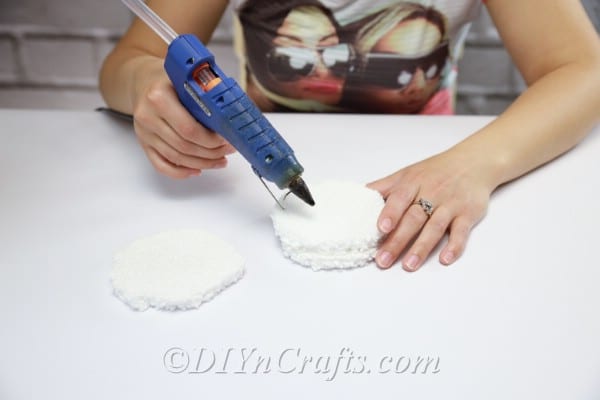 Glue the pieces of Styrofoam together.