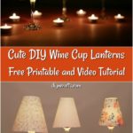 DIY Wine Glass Tealight Candle Holders Lantern Tutorial image showing completed lanterns in dark and light