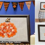 Learn how to make button art that is a cute framed pumpkin