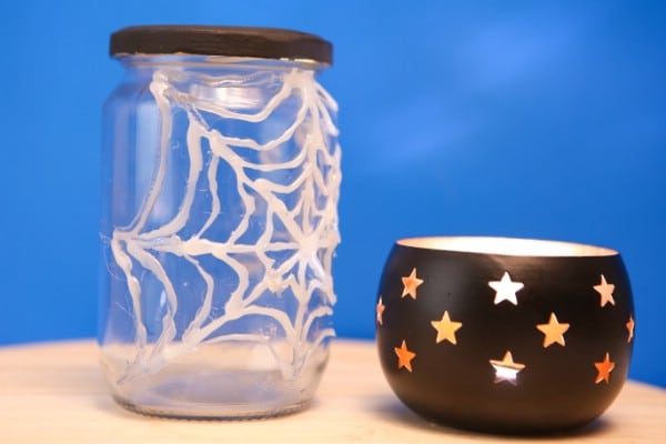 DIY Halloween Spider Web Jar Decoration