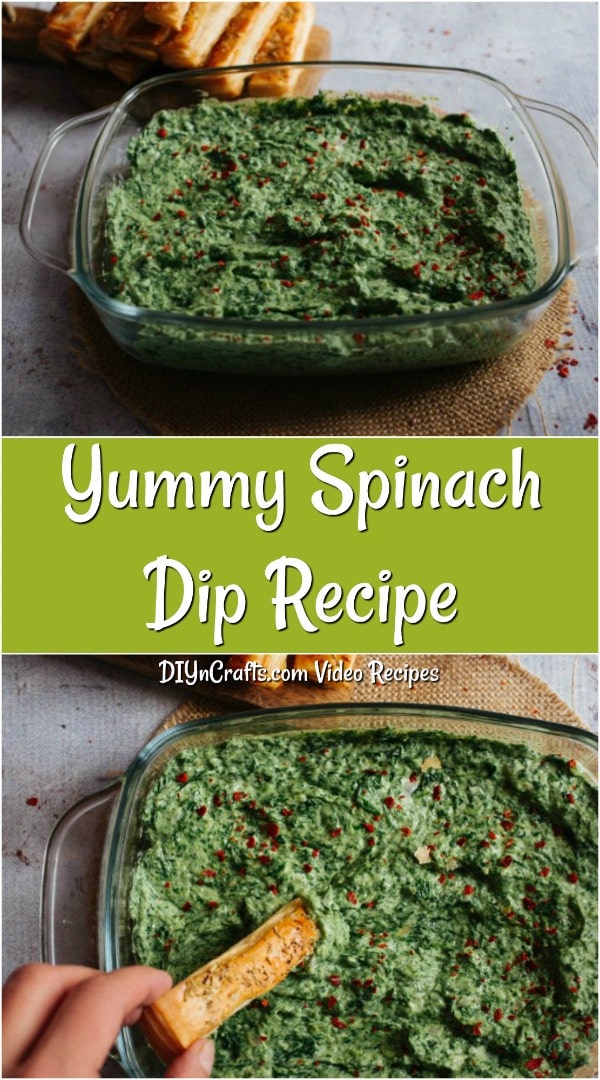 Collage image of hot spinach dip recipe