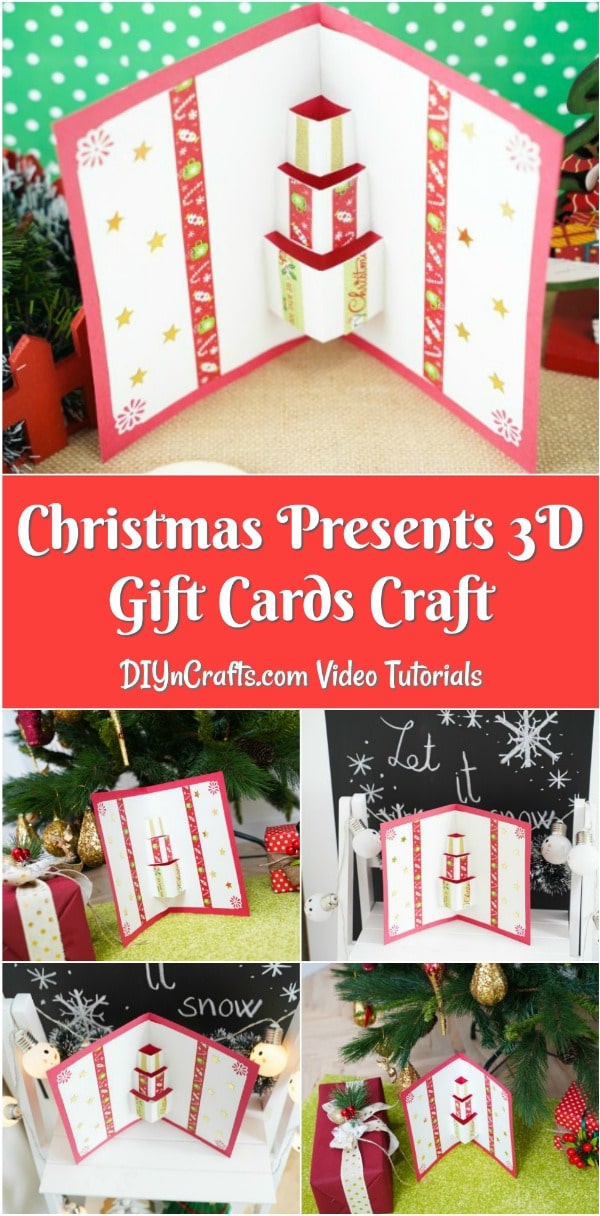 Collage image of displaying gift box 3D Christmas cards 