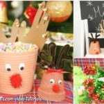 Small collage image of ways to display a reindeer Christmas decor idea