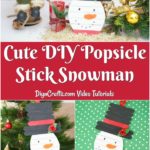 Large collage image of how to make popsicle stick snowman craft
