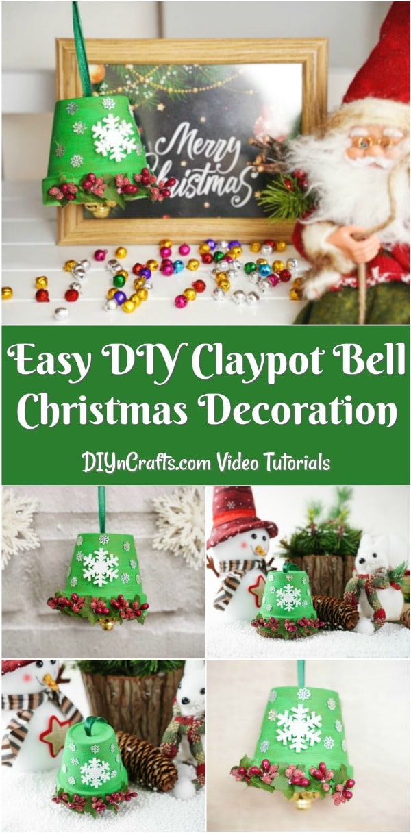 Large collage image of displaying Christmas bell decoration