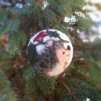 Christmas ball with hedgehog motif