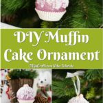A collage picture of a muffin ornament for the tree being displayed