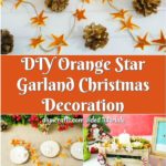 An orange peel star garland displayed on a variety of holiday decorations