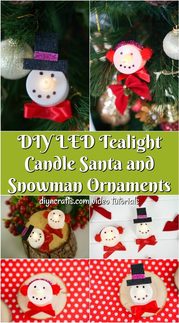 DIY Santa and Snowman Christmas Candles tutorial collage
