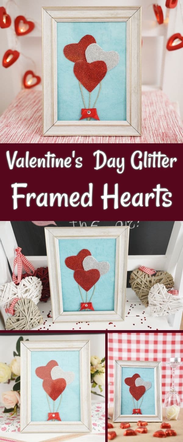 Valentine's Day framed hearts balloons displayed in collage format