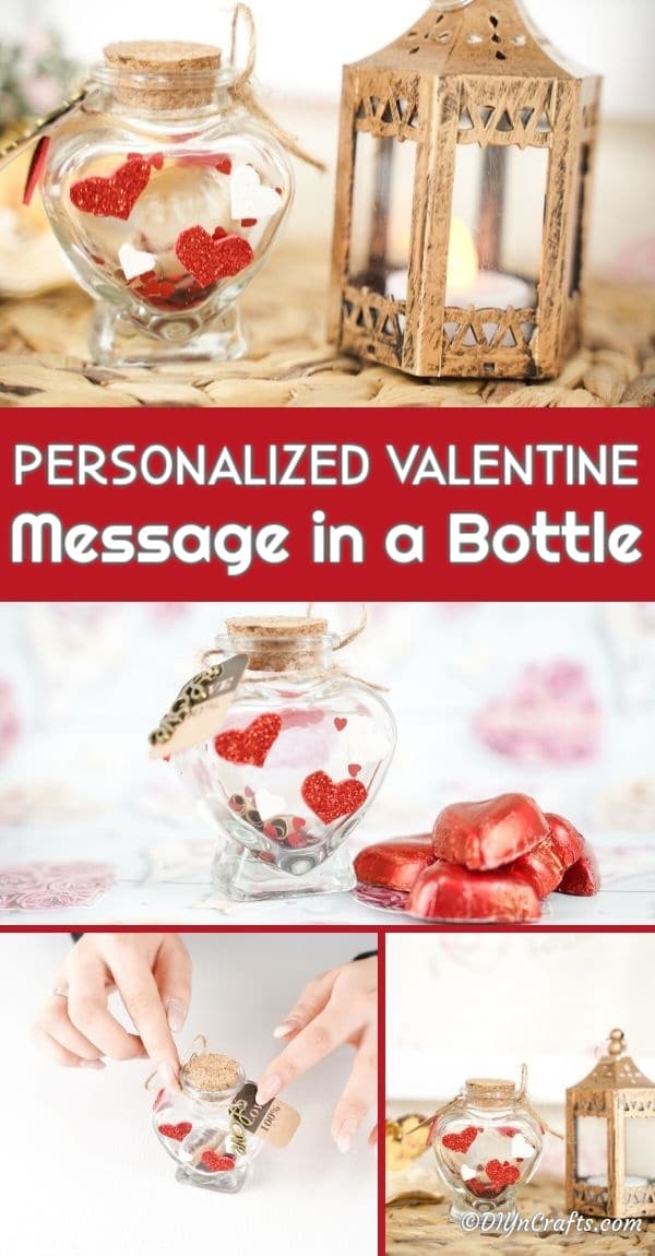 Message dans une bouteille collage de la Saint-Valentin