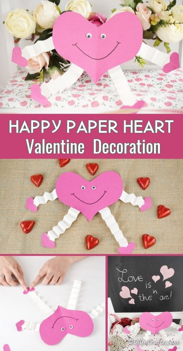 Collage of making paper heart decoration