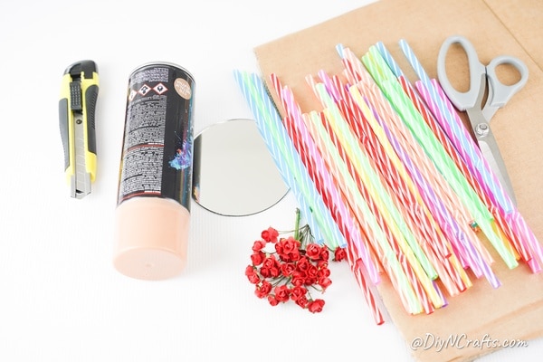 Supplies for making paper straw mirror art