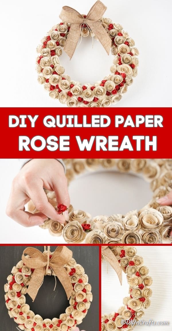 Collage paper heart wreath