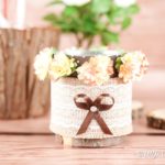 Decorative storage can with burlap and lace