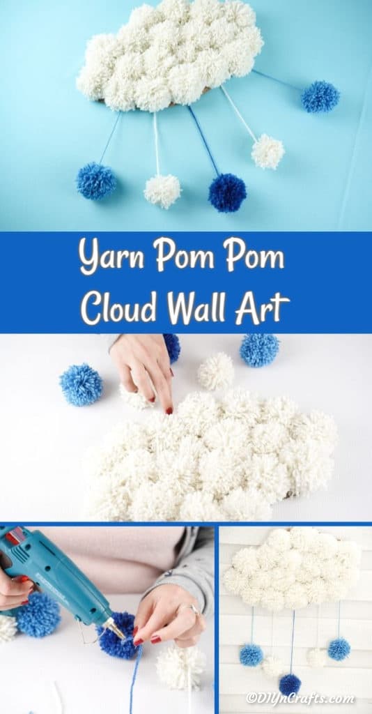 Collage of pom pom cloud art