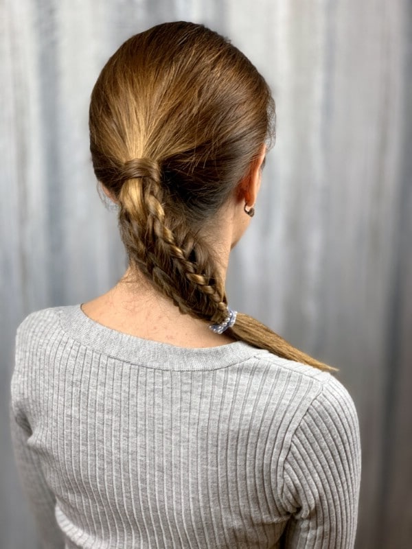 Side view of fishtail braid