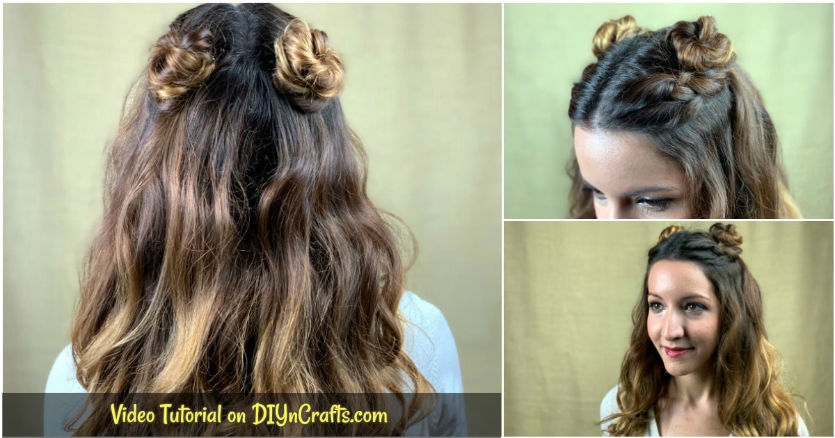 Braided Dual Top Knot Buns Half Up Hairstyle - DIY & Crafts