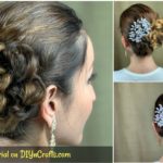 Collage of braided messy bun