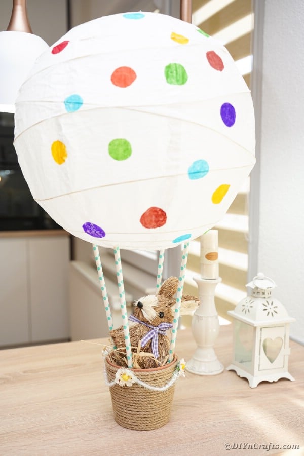 Easter hot air balloon on table