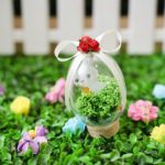 Easter egg bunny craft on grass