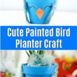 Blue flower pot bird decoration