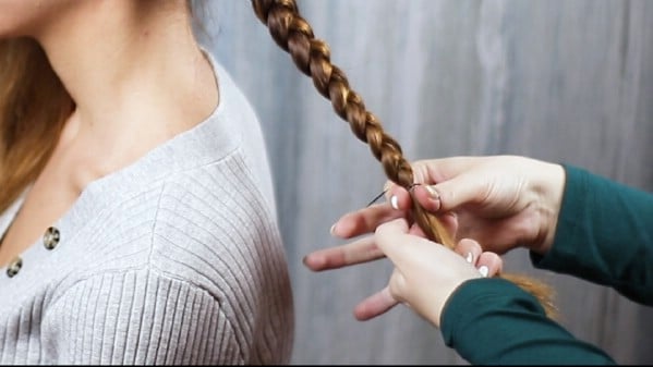 Securing braid with hair tie