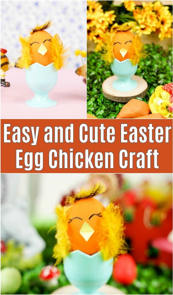 Cute easter egg chicken craft collage