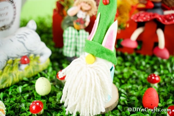 Easter gnome on fake grass
