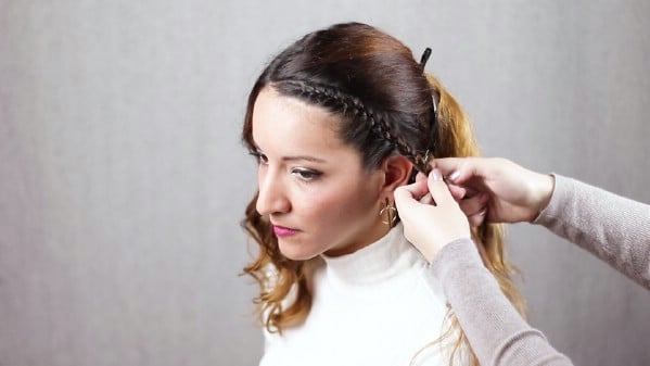 Braiding down the side of head