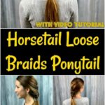 Collage of horsetail loose braids ponytail