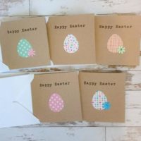 Pack of 5 handmade Happy Easter cards in white or brown