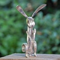Silverware Bunny Statue