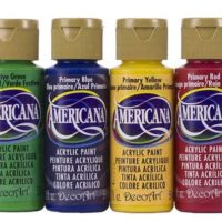 Americana Acrylic Paint- Classic Colors- 2 oz- Red, Blue, White, Yellow, Green, Black Paints