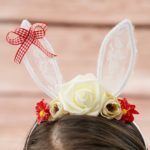 Easter bunny headband on brunette