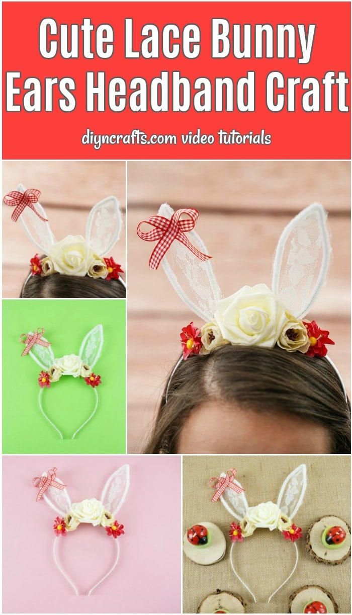 Lace bunny ear headband collage