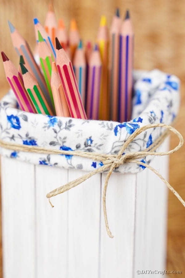 Pencils in a craft stick organizer