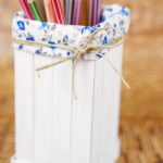 Colored pencils in craft stick organizer