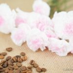 Tissue paper flowers on table with beans