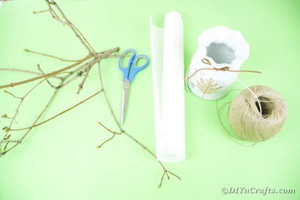 Supplies for making rustic paper flowers