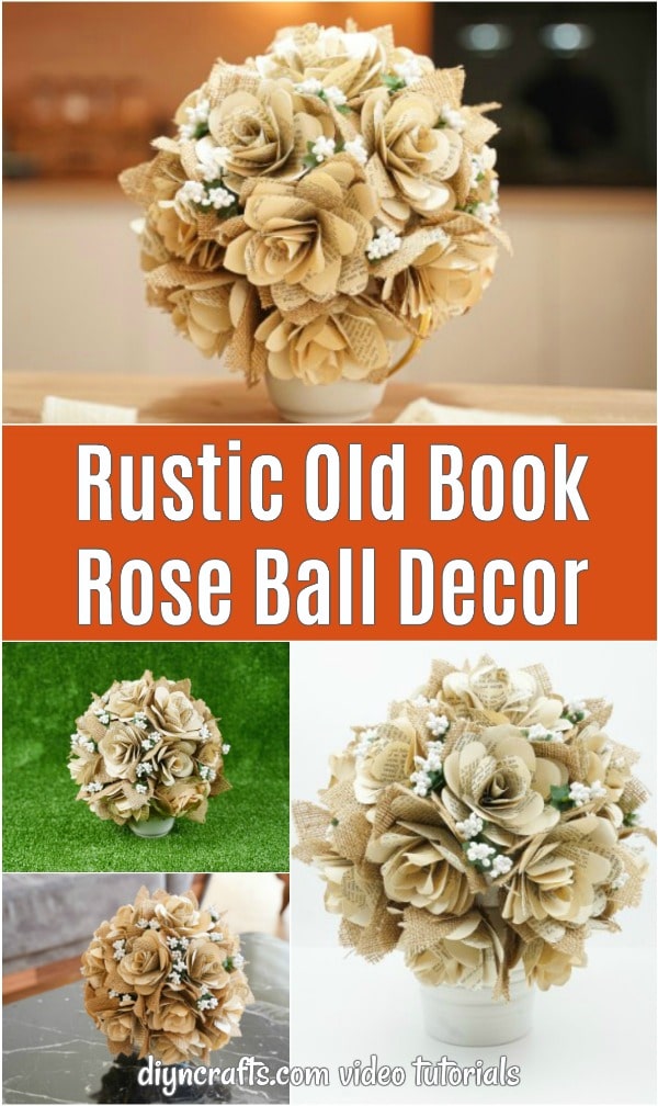 Rustic old book flower bouquet collage